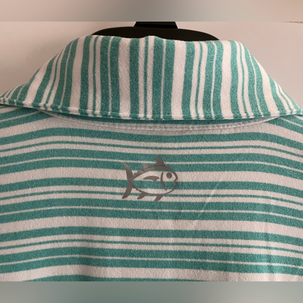 Southern Tide Short Sleeve Soft Knitted Horizontal Stripe Polo Top - Picture 11 of 16